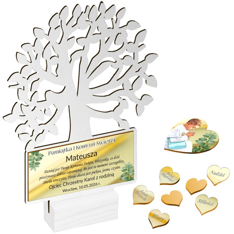 OBRAZEK NA KOMUNIĘ PAMIĄTKA PIERWSZEJ KOMUNII ŚWIĘTEJ PREZENT DRZEWKO