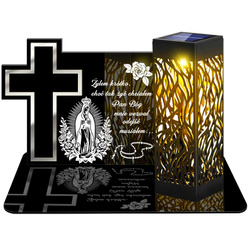 ZNICZ SOLARNY LED WIECZNY PODSTAWKA NA CMENTARZ GRÓB lampka Krzyż 3D