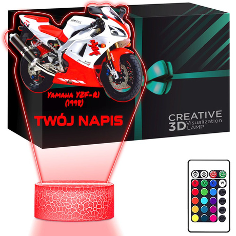 LAMPKA NOCNA LED 3D Motor Ścigacz Yamaha YZF-R prezent dla dziecka URODZINY statuetka + pilot