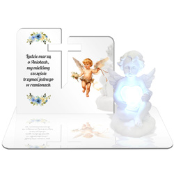 ZNICZ LED GRÓB Dziecka Córki Syna ANIOŁEK PODSTAWKA NA CMENTARZ BIAŁY ANIOŁ