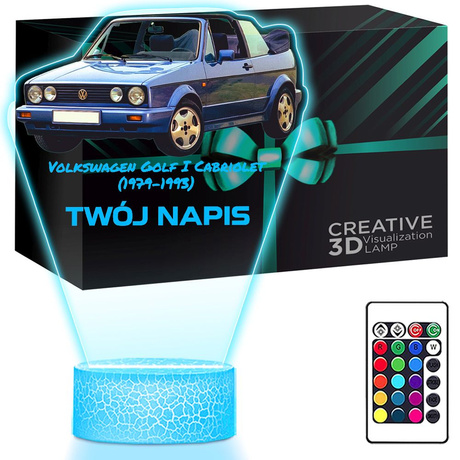 LAMPKA NOCNA LED 3D AUTO Volkswagen Golf Cabriolet prezent dla dziecka URODZINY statuetka + pilot