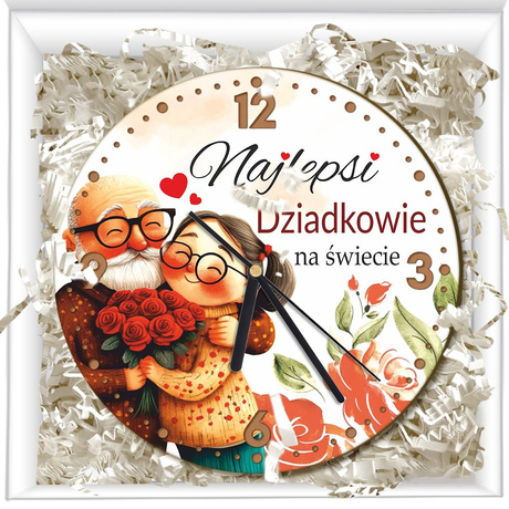 PREZENT NA ŚWIĘTA BABCI I DZIADKA DUŻY ZEGAR DLA DZIADKÓW GOTOWY BOX TACKA