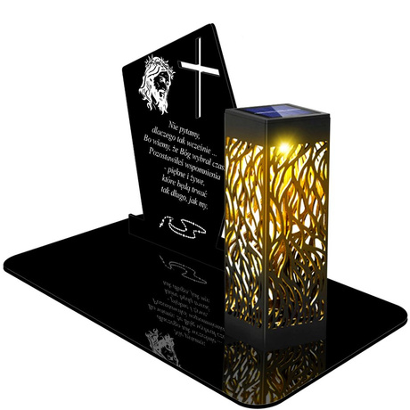 ZNICZ SOLARNY LED WIECZNY PODSTAWKA NA CMENTARZ GRÓB lampka Krzyż 3D 