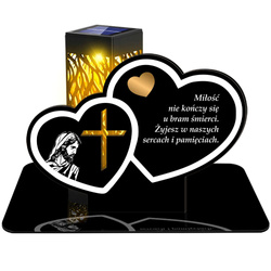 ZNICZ SOLARNY LED WIECZNY PODSTAWKA NA CMENTARZ GRÓB lampka Serce 3D