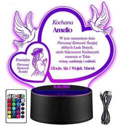 LAMPKA NOCNA LED PREZENT NA KOMUNIĘ ŚWIĘTĄ KOMUNIA PAMIĄTKA STATUETKA obraz