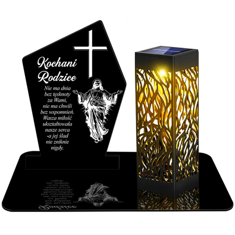 ZNICZ SOLARNY LED WIECZNY PODSTAWKA NA CMENTARZ GRÓB lampka Krzyż 3D dla Rodziców