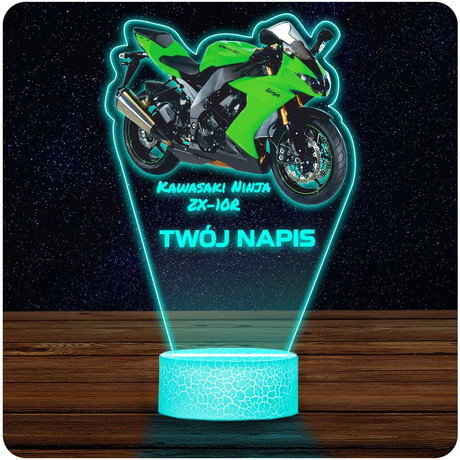 LAMPKA NOCNA LED 3D Motor Ścigacz Kawasaki Ninja prezent dla dziecka URODZINY statuetka + pilot