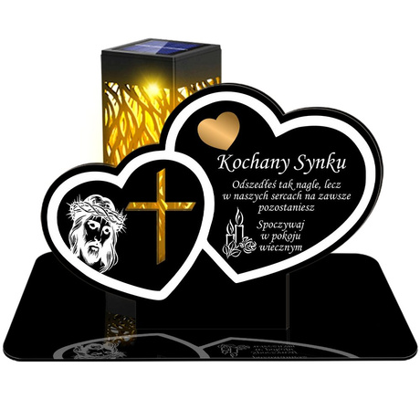 ZNICZ SOLARNY LED WIECZNY PODSTAWKA NA CMENTARZ GRÓB lampka Serce 3D DLA SYNA