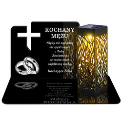 ZNICZ SOLARNY LED WIECZNY PODSTAWKA NA CMENTARZ GRÓB lampka Krzyż 3D DLA MĘŻA