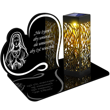 ZNICZ SOLARNY LED WIECZNY PODSTAWKA NA CMENTARZ GRÓB lampka Napis Serce 3D