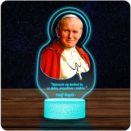 LAMPKA NOCNA LED 3D Jan Paweł II Papież prezent dziecka URODZINY statuetka
