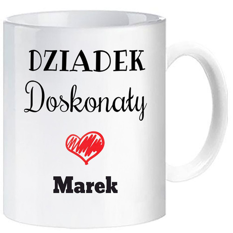KUBEK DLA DZIADKA BIAŁY Dziadek doskonały PREZENT z IMIENIEM