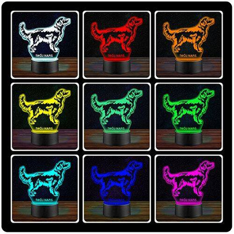 LAMPKA NOCNA LED RETRIVER PIES PIESEK 3D + PILOT prezent URODZINY statuetka