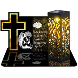 ZNICZ SOLARNY LED WIECZNY PODSTAWKA NA CMENTARZ GRÓB lampka Krzyż 3D
