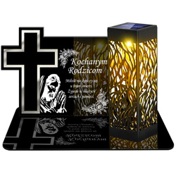 ZNICZ SOLARNY LED WIECZNY PODSTAWKA NA CMENTARZ GRÓB lampka Krzyż 3D DLA RODZICÓW