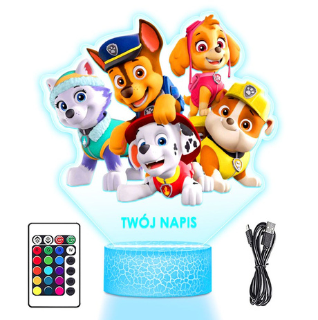 LAMPKA NOCNA LED 3D Psi Patrol BAJKA prezent dziecka URODZINY statuetka