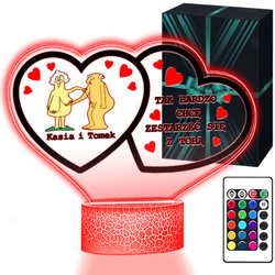 LAMPKA NOCNA prezent na WALENTYNKI DLA DZIEWCZYNY chłopaka żony męża NIEGO z personalizacją