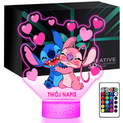 Lampka Nocna LED 3D z Imieniem Bajka Lilo i Stich Angel dla Dziewczynki