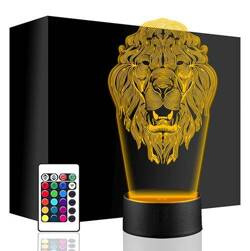 LAMPKA NOCNA LED LEW ZWIERZĄTKO 3D + PILOT prezent URODZINY statuetka