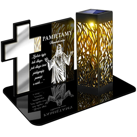 ZNICZ SOLARNY LED WIECZNY PODSTAWKA NA CMENTARZ GRÓB lampka Krzyż 3D DLA MĘŻA