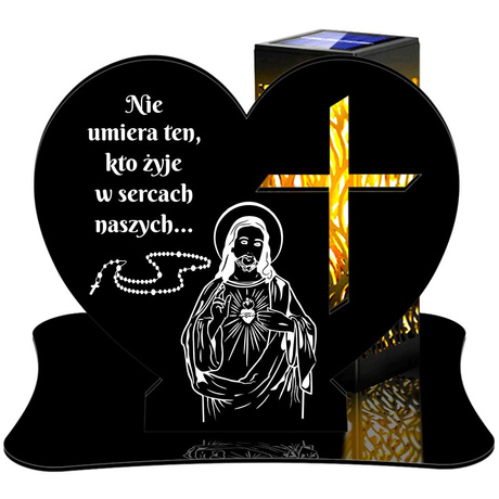 ZNICZ SOLARNY LED WIECZNY PODSTAWKA NA CMENTARZ GRÓB lampka Serce 3D 
