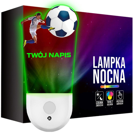 Lampka Nocna LED dla Dziecka PIŁKA NOŻNA PIŁKARZA kontaktu gniazdka CZUJNIK