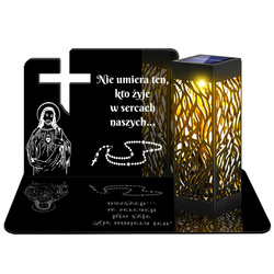 ZNICZ SOLARNY LED WIECZNY PODSTAWKA NA CMENTARZ GRÓB lampka Krzyż 3D