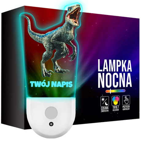 Lampka Nocna LED dla Dziecka DINOZAUR T-REX kontaktu gniazdka CZUJNIK