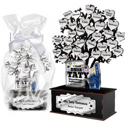 PAMIĄTKA PREZENT NA DZIEŃ TATY DLA SUPER TATY OJCA TEŚCIA SERCE DRZEWKO