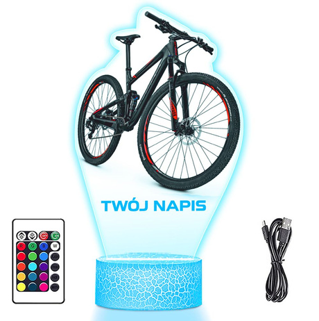 LAMPKA NOCNA LED 3D Rower Górski Dla Rowerzysty prezent dla dziecka URODZINY statuetka + pilot