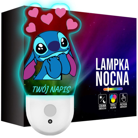 Lampka Nocna LED dla Dziecka Bajka Lilo i Stich kontaktu gniazdka CZUJNIK