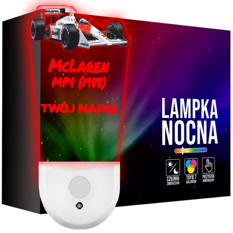 Lampka Nocna LED dla Dziecka McLaren MP4 bolid F1 kontaktu gniazdka CZUJNIK