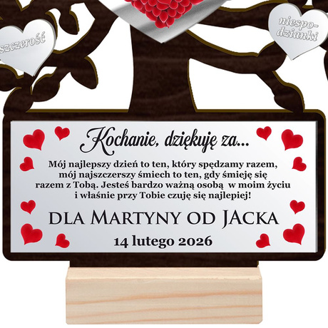 Prezent na Walentynki DRZEWKO SZCZĘŚCIA GRAWER DLA DZIEWCZYNY CHŁOPAKA