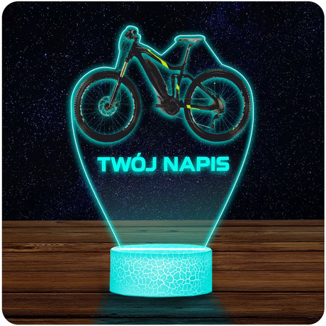 LAMPKA NOCNA LED 3D Rower Górski Dla Rowerzysty prezent dla dziecka URODZINY statuetka + pilot