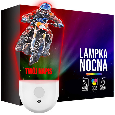 Lampka Nocna LED dla Dziecka Motocross Żużel kontaktu gniazdka CZUJNIK