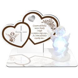 ZNICZ LED GRÓB Dziecka Córki Syna ANIOŁEK PODSTAWKA NA CMENTARZ BIAŁY ANIOŁ