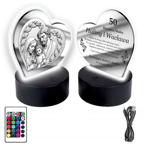 OBRAZEK LED PREZENT NA ROCZNICĘ ŚLUBU JUBILEUSZ 10 20 30 40 50 PAMIĄTKA