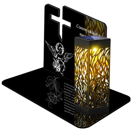 ZNICZ SOLARNY LED WIECZNY PODSTAWKA NA CMENTARZ GRÓB lampka Krzyż 3D 