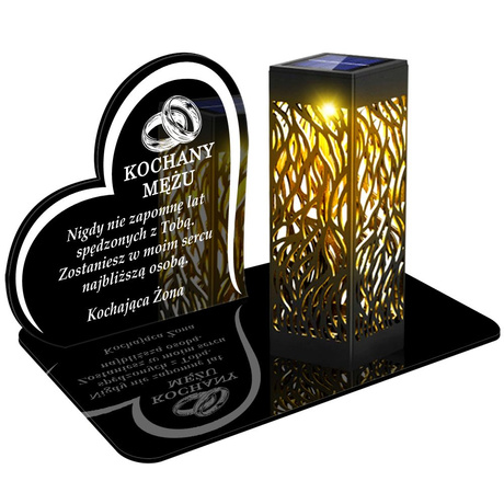 ZNICZ SOLARNY LED WIECZNY PODSTAWKA NA CMENTARZ GRÓB lampka Serce 3D DLA MĘŻA