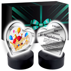 OBRAZEK LED PREZENT NA URODZINY 18 30 40 50 60 70 80 PAMIĄTKA URODZIN SERCE
