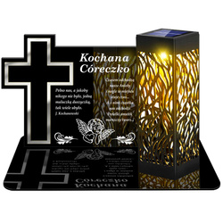 ZNICZ SOLARNY LED WIECZNY PODSTAWKA NA CMENTARZ GRÓB lampka Krzyż 3D DLA CÓRKI