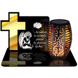 ZNICZ SOLARNY LED WIECZNY PODSTAWKA NA CMENTARZ GRÓB Krzyż EFEKT PŁOMIENIA