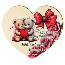 DREWNIANY MAGNES PREZENT NA WALENTYNKI DLA KOBIETY CHŁOPAKA SERCE LODÓWKA