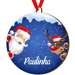 Drewniana bombka na choinkę z imieniem