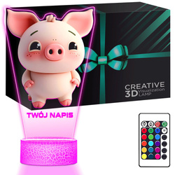 LAMPKA NOCNA LED 3D Świnia Świnka dla Rolnika prezent dla dziecka URODZINY statuetka + pilot