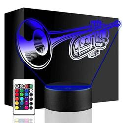 LAMPKA NOCNA LED TRĄBKA BLUES 3D + PILOT prezent URODZINY statuetka