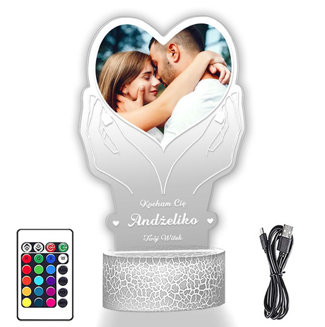 Lampka Nocna ramka prezent na WALENTYNKI DZIEWCZYNY chłopaka żony męża NIEJ z personalizacją