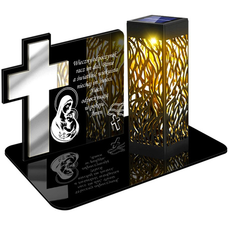ZNICZ SOLARNY LED WIECZNY PODSTAWKA NA CMENTARZ GRÓB lampka Krzyż 3D