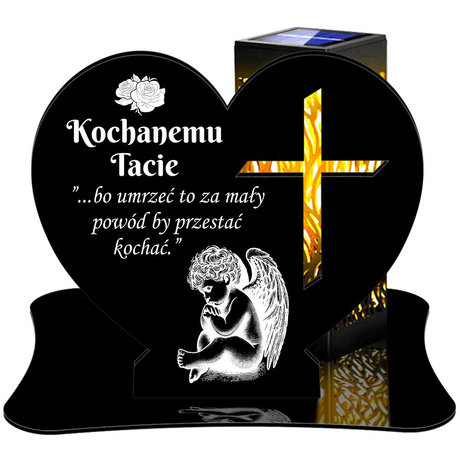 ZNICZ SOLARNY LED WIECZNY PODSTAWKA NA CMENTARZ GRÓB lampka Serce 3D DLA TATY