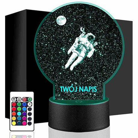 LAMPKA NOCNA LED ASTRONAUTA KOSMOS 3D + PILOT prezent URODZINY statuetka
